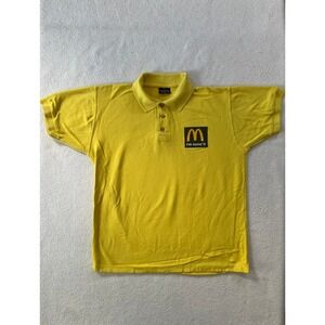 Valento Mens Large Polo Shirt Yellow McDonalds I'm Lovin' It Graphic Logo Pique